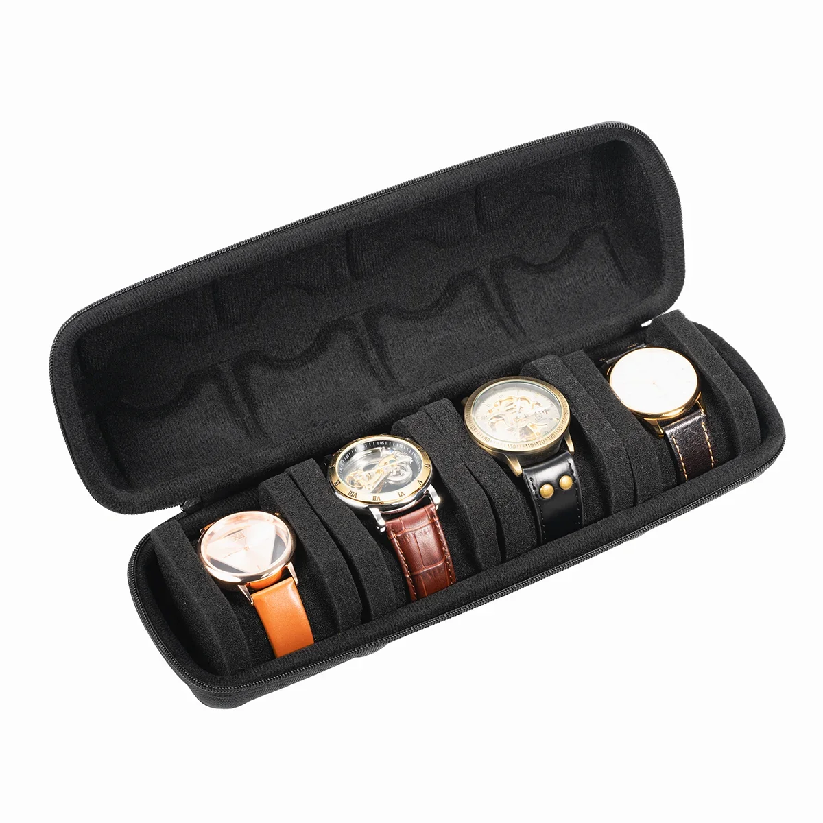 Travel Watch Case | Premium 5-Slot Watch Travel Case Organizer – Waterproof EVA & 1680D Nylon Portable Watch Box with Velvet Lining, Compression Pillows & YKK Zipper for Wristwatch, Smartwatch & Luxury Timepiece Storage - 图片 10