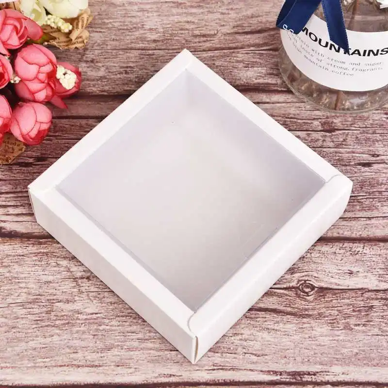 10Pcs Transparent Kraft Paper Gift Boxes with Clear Window, Multi-Size DIY Packaging for Handmade Soap, Jewelry, Candy Wrapping, Cookies, Cake, Bread, Party Decorations and Wedding Favor Display 12