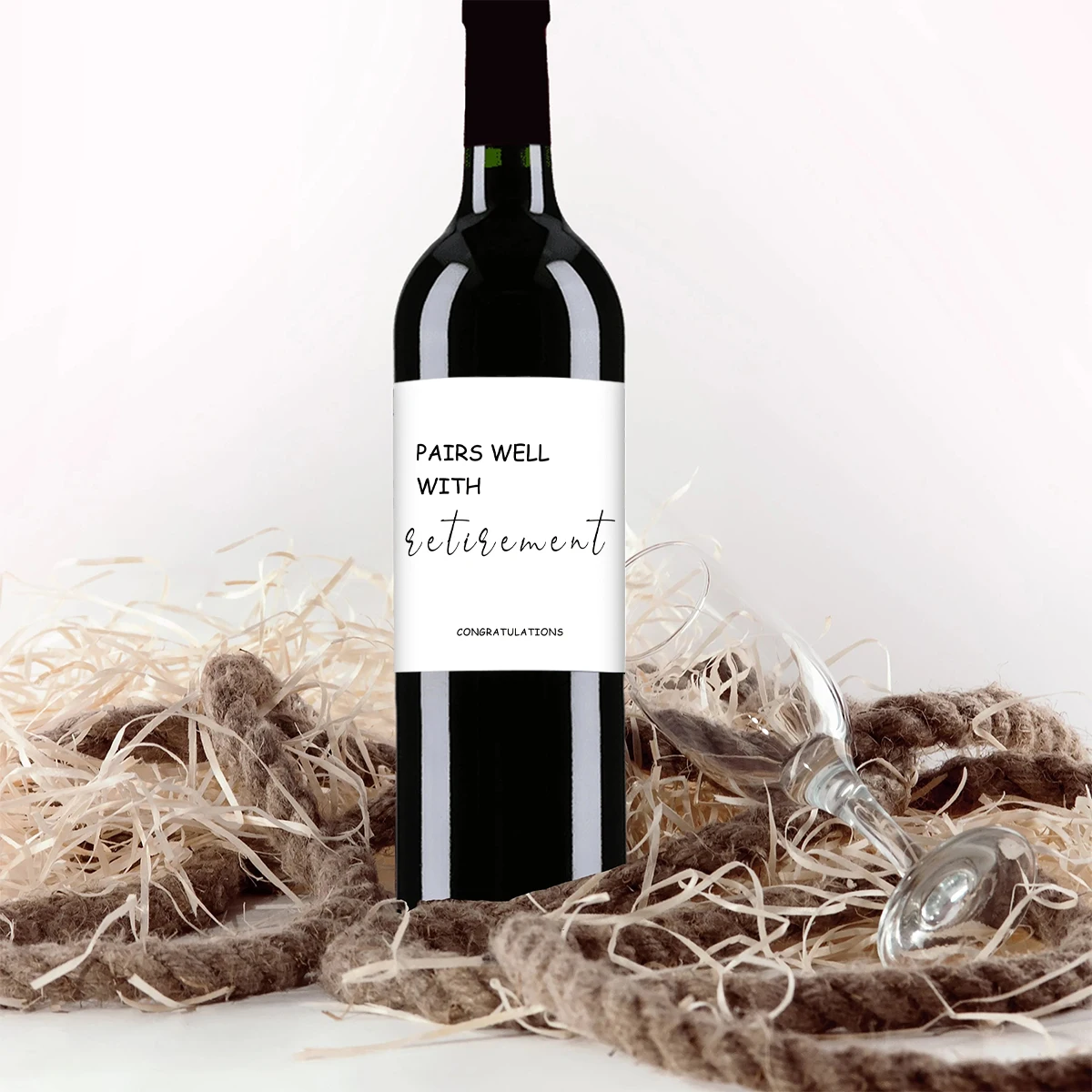 4-Pack Humorous Wine Bottle Stickers – Funny Retirement-Themed Self-Adhesive Labels for Men & Women, Party Gifts, Anniversary Celebrations, and Wine Decor 8