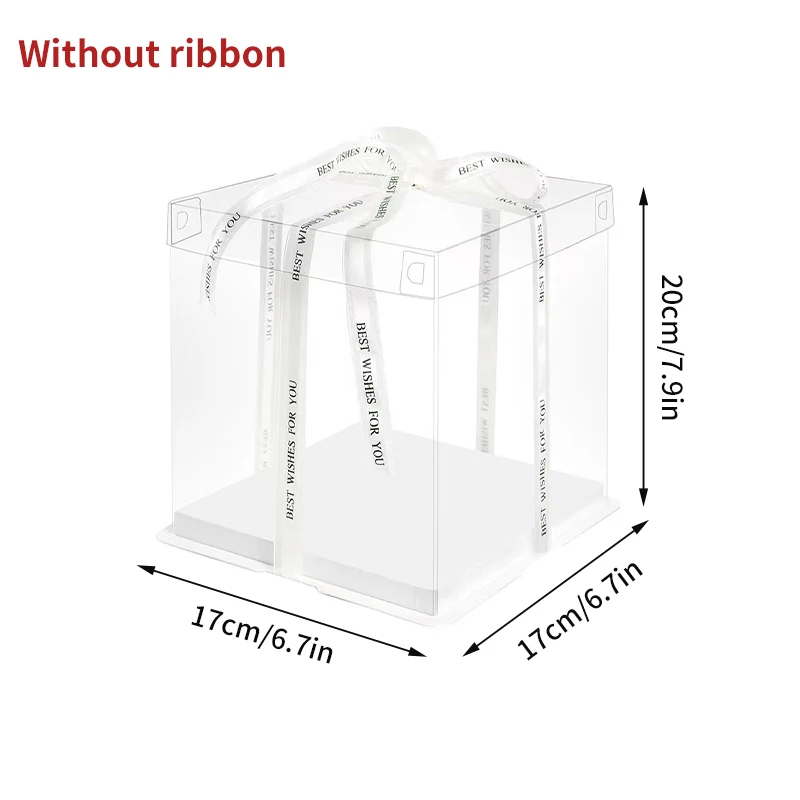 Clear Cake Box Transparent Gift Organizer, PVC and Paper Packaging for Birthday, Baby Shower, Wedding, DIY Baking, Party Desserts, Food-Safe Display Container, Black/Transparent - 图片 7