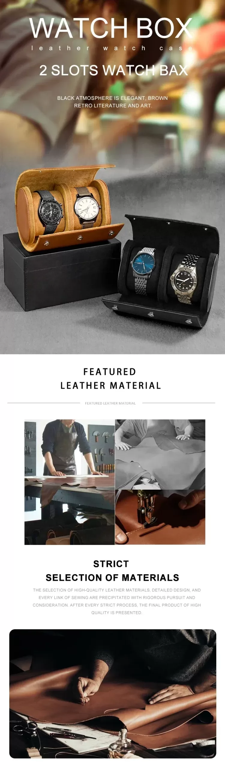 Travel Watch Organizer | Premium PU Leather Watch Roll Case for 2 or 3 Watches, Portable Travel Storage Organizer for Men, Vintage Style Watch Display Box with Soft Lining, Black Grey Blue Green Brown Compact Carry Bag 6