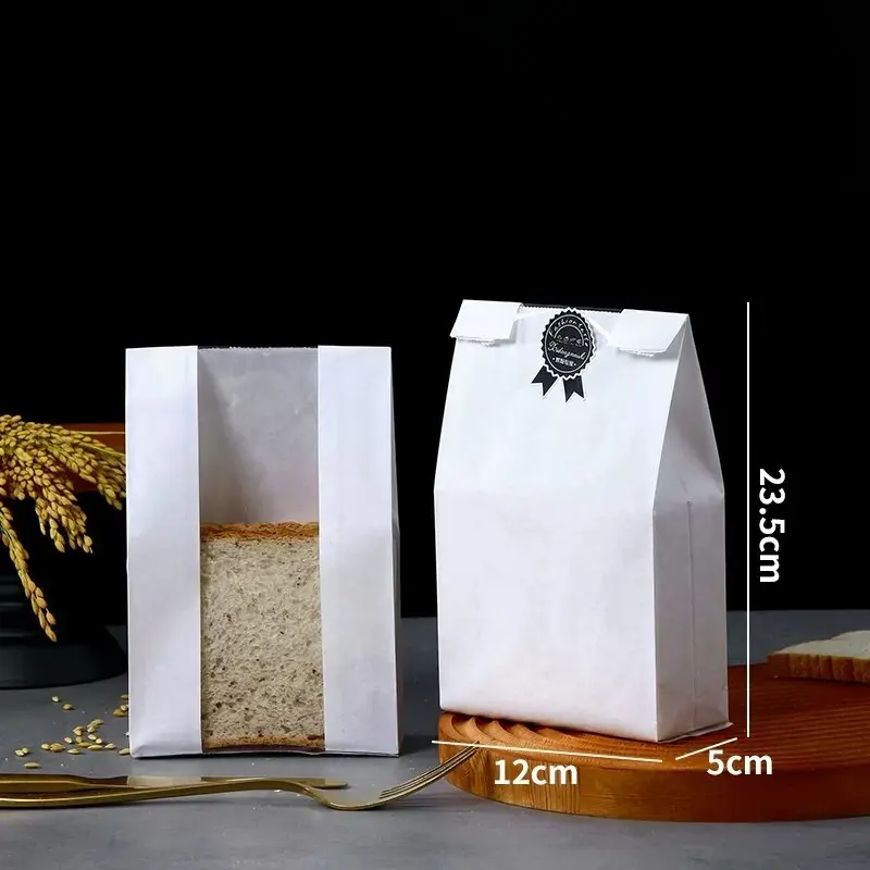 50 Pack Kraft Paper Bread Bags with Clear Window – Oil-Resistant Bakery Packaging Pouches for Toast, Breakfast, Cookies, and Party Food Supplies in Multiple Sizes - 图片 8