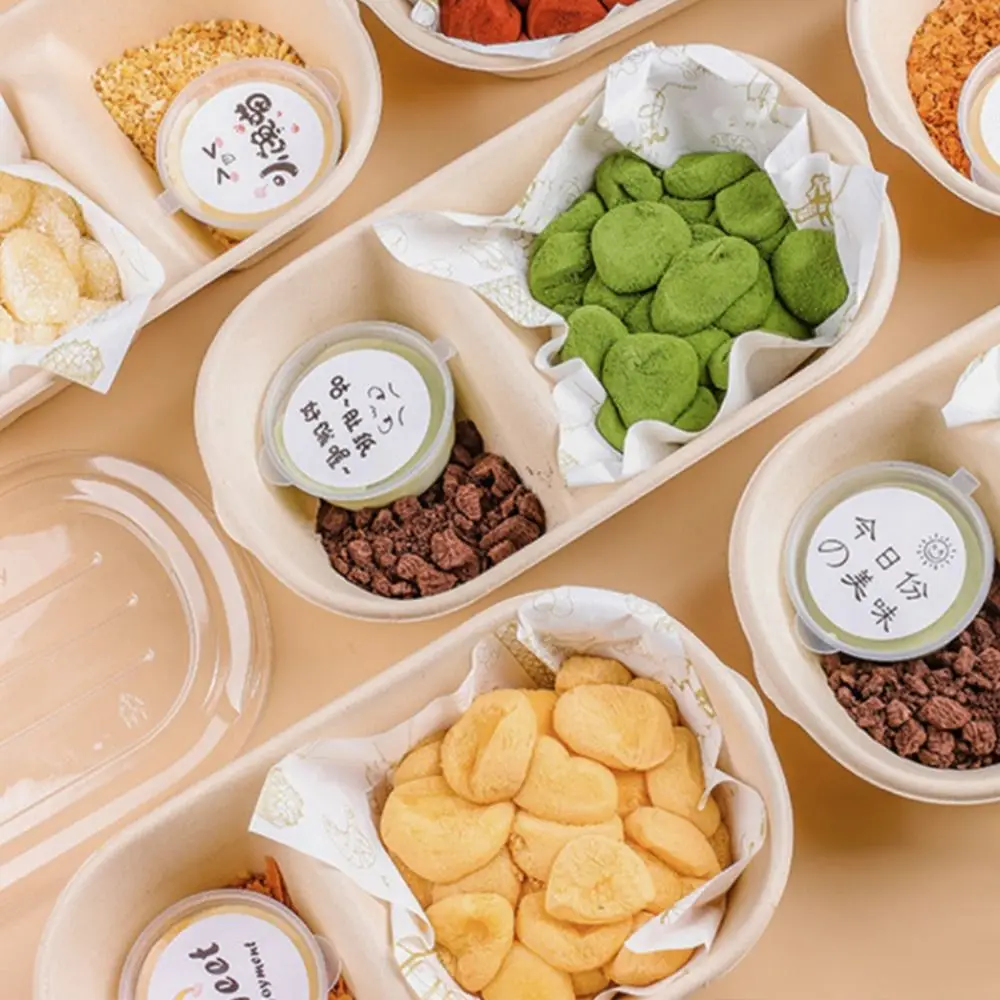 Disposable Degradable Paper Lunch Boxes with Lid 500ml 700ml 850ml 1000ml, Eco-Friendly Pulp Salad Bento Food Containers Oil-Proof Leak-Resistant Takeout Bowls for Hot and Cold Meals, Dessert, Cake, Parties 11