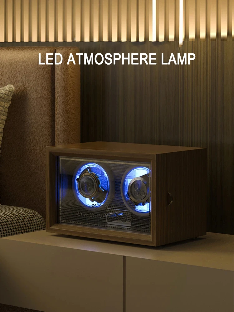 Automatic Watch Winder Box for Mechanical Watches with Silent Rotation, Dual Gear Settings for Short-Term and Long-Term Winding, USB Powered Universal Voltage Compatible Wooden Display Case 2