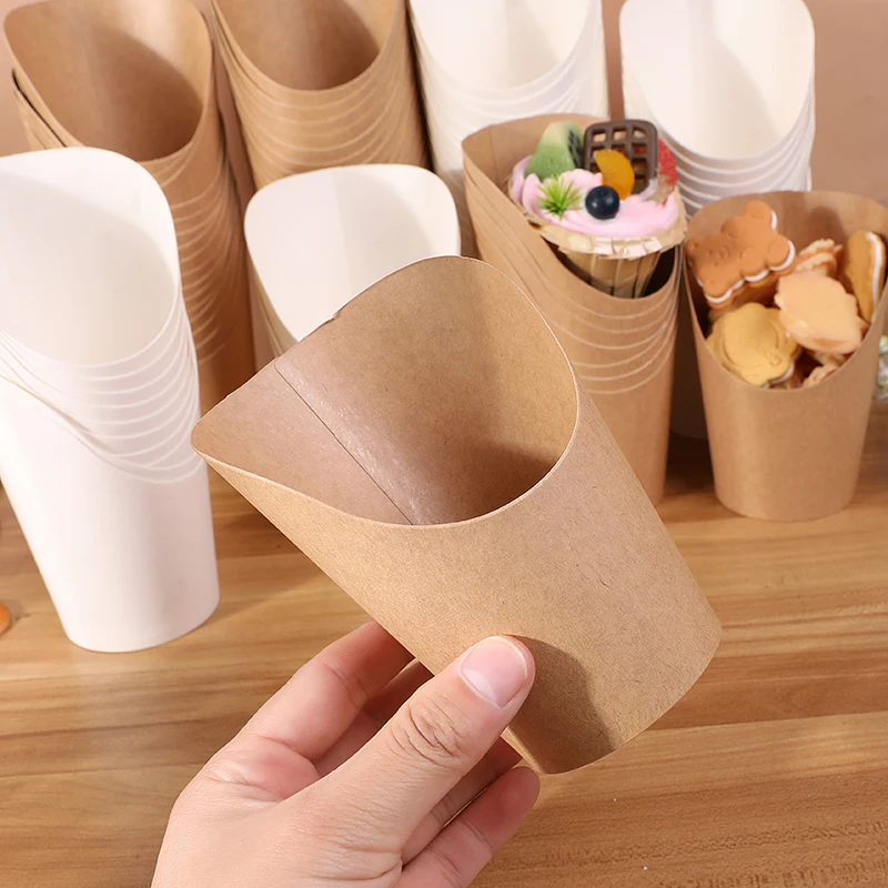 20/50pcs Kraft Paper French Fries Cups, Disposable Candy, Snack, Dessert Holders, Food Containers for Wedding, Birthday, Party Decorations, Eco-Friendly Takeout Cups for Catering, Events, Home Use - 图片 4