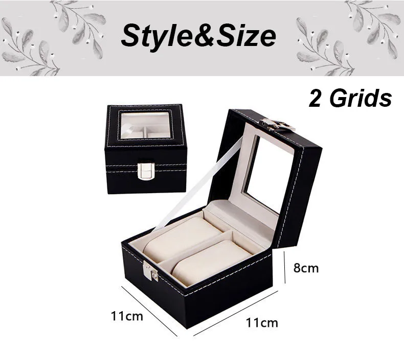 Premium PU Leather Watch Display Box with Glass Lid, Multi-Slot Organizer for 2/3/4/5/6/8/10/12/20 Watches, Elegant Jewelry Storage Case for Men and Women, Sophisticated Collector and Travel Organizer