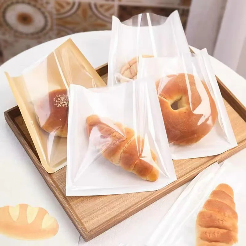 100/200PCS Kraft Paper Food Packaging Bags with Transparent Window, Heat Resistant Oil Proof Bakery Bags for Bread, Toast, Cookies, Pastries, Sandwich, Candy, Snack, Café Takeout, Party Supplies