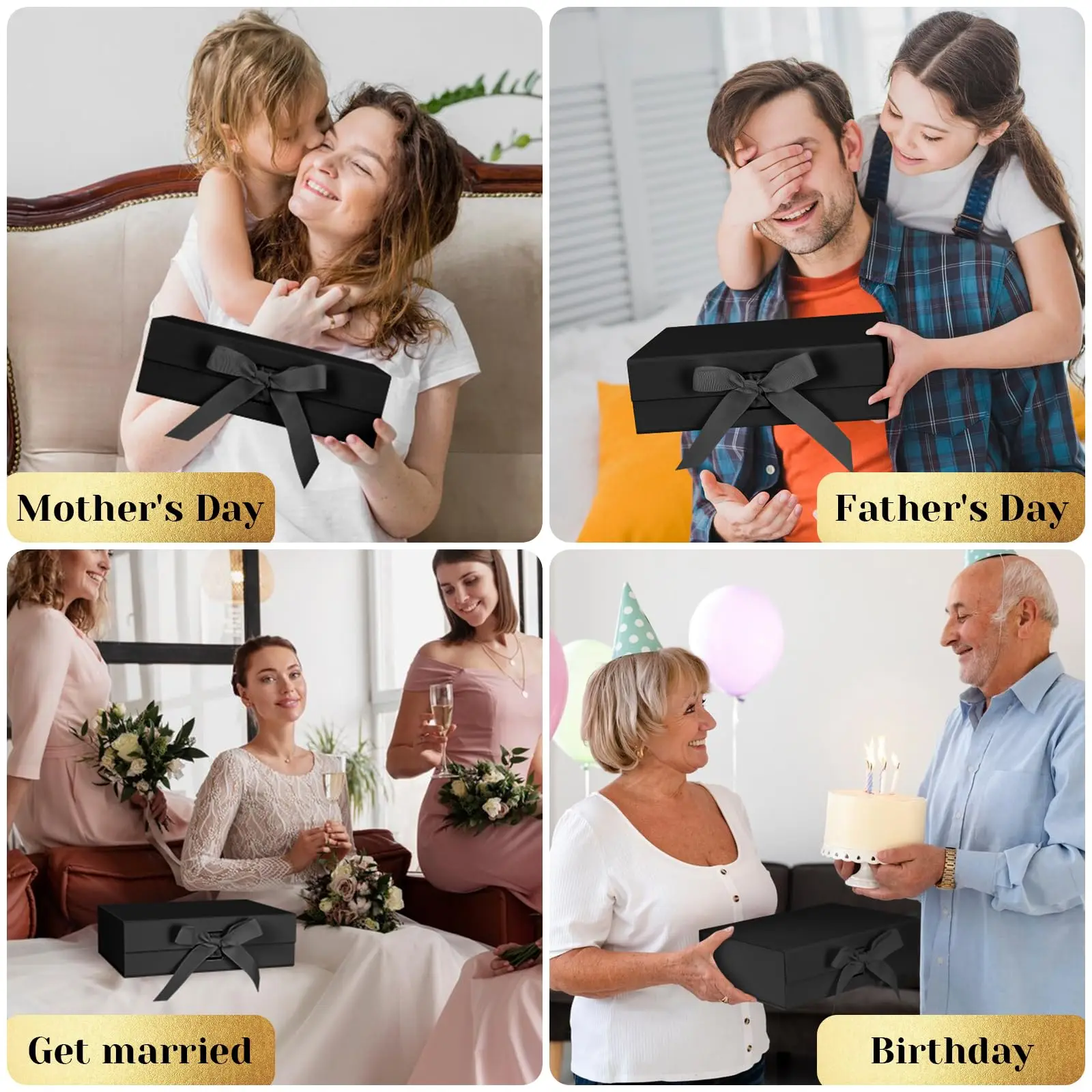 10-1Pcs Magnetic Closure Gift Packaging Box with Ribbon | Collapsible Box with Lid for Wedding Gift Wrap, Bridesmaid Proposal, Birthday, Party Favor | Reusable Magnetic Foldable Box 7