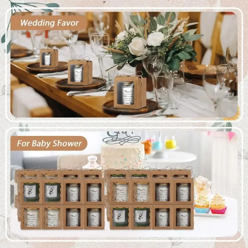 10/20pcs Candle Gift Boxes with Transparent Window, Paper Packaging with Label and Twine, Ideal for Weddings, Birthdays, Party Favors, or Jewelry Display, Durable Kraft Paper Boxes, Factory Direct Supply 5