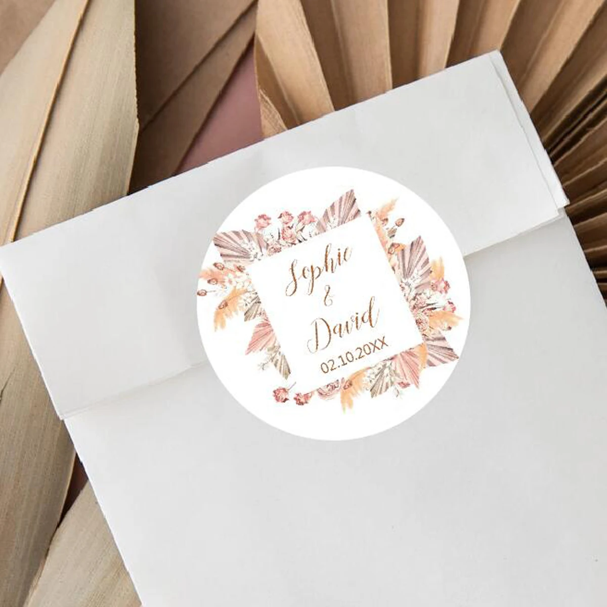 96-Pack Pampas Grass Wedding Stickers – Customizable Sealing Labels for Weddings, Baptisms, Birthdays, Party Decor, Personalized Gift Tags, Event Favors, DIY Craft Stickers for Celebrations 96-Pack Pampas Grass Wedding Stickers – Customizable Sealing Labels for Weddings, Baptisms, Birthdays, Party Decor, Personalized Gift Tags, Event Favors, DIY Craft Stickers for Celebrations - 图片 5