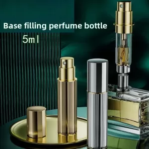 5ml Portable Travel Perfume Atomizer | Leak-Proof Bottom-Fill Refillable Mini Spray Bottle for Handbag, Airplane Carry-On, Fragrance, Cosmetic, Essential Oils, Elegant Compact Glass Dispenser