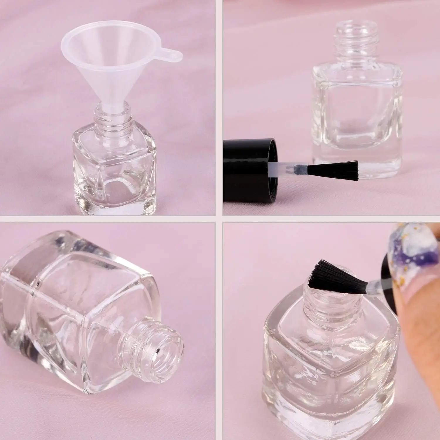 20pcs 5ml Refillable Nail Polish Bottles – Clear Glass Containers with Brush Cap and Funnel, Empty Vials for Nail Art, DIY Polish, Gel, Glitter, and Small Business Packaging Wholesale Supply - 图片 2