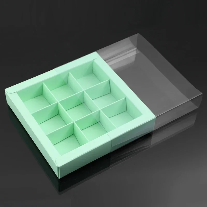 10PCS Chocolate Macarons and Mooncake Boxes with 4/9 Grid Inserts, PVC Transparent Window Gift Packaging, Ideal for Weddings, Christmas, Birthdays, Party Favors, Desserts, and Holiday Celebrations - 图片 13