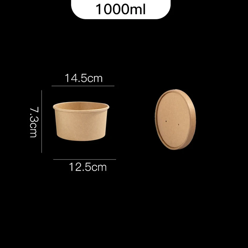 20Pcs Disposable Round Paper Lunch Box with Lid, Eco-Friendly Bento Food Storage Containers for Salad Fruit Cake Dessert Meal Prep Takeout Kitchen Party Use - 图片 12