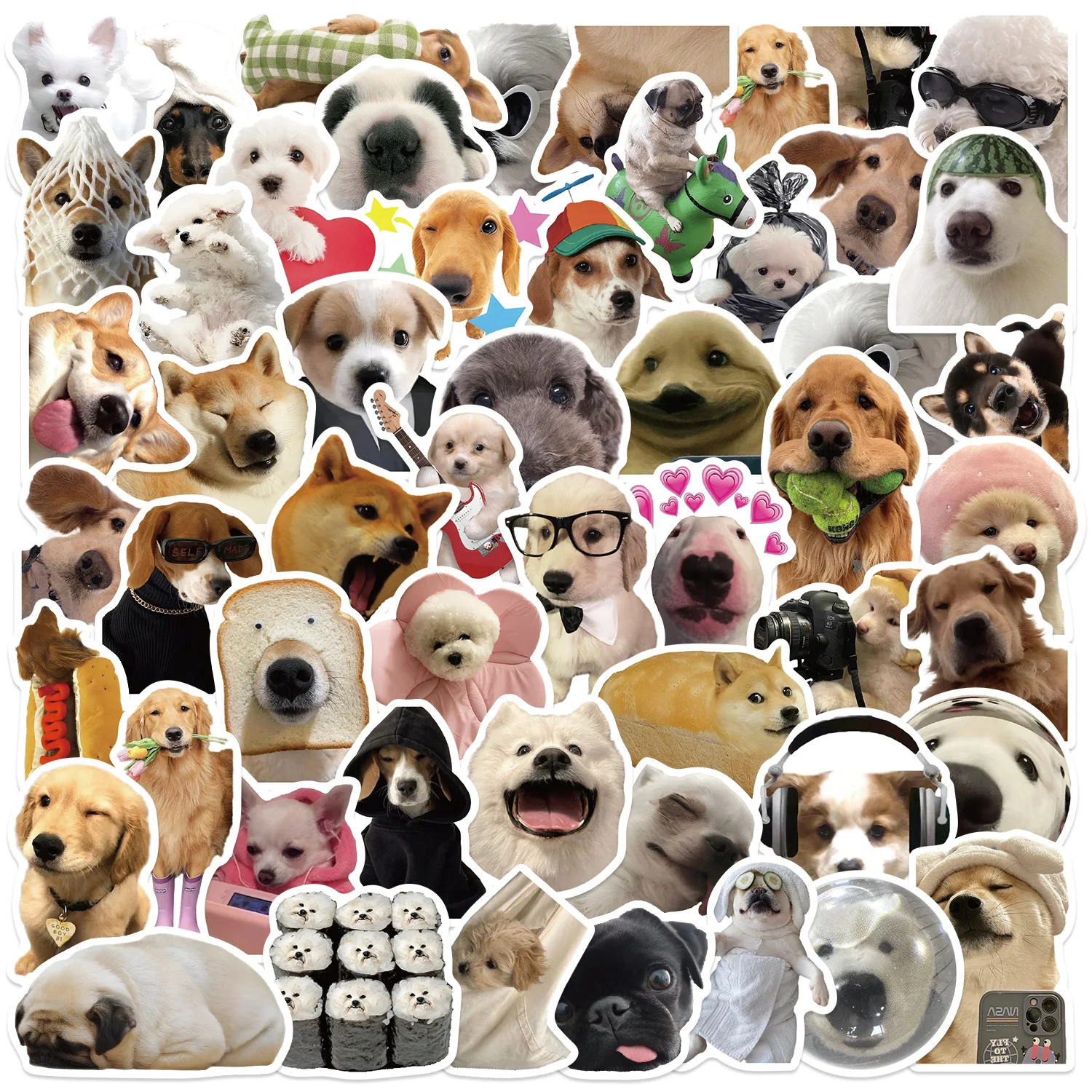 10/50PCS Cute Funny Dog MEME Graffiti Stickers Vinyl Waterproof Decorative Packaging Decals for Phone, Laptop, Guitar, Notebook, Suitcase, Cup, Kids Toys – Durable PVC Dog Design Sticker Set 1