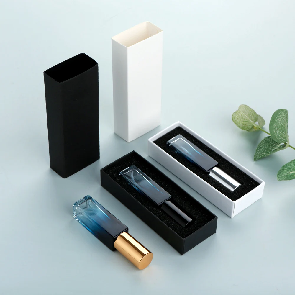 10PCS 10ml Blue Gradient Square Glass Spray Bottles with Box, Refillable Mini Atomizer for Travel, Cosmetic, Essential Oil, Liquid Storage Container, Portable Sample Bottles - 图片 4