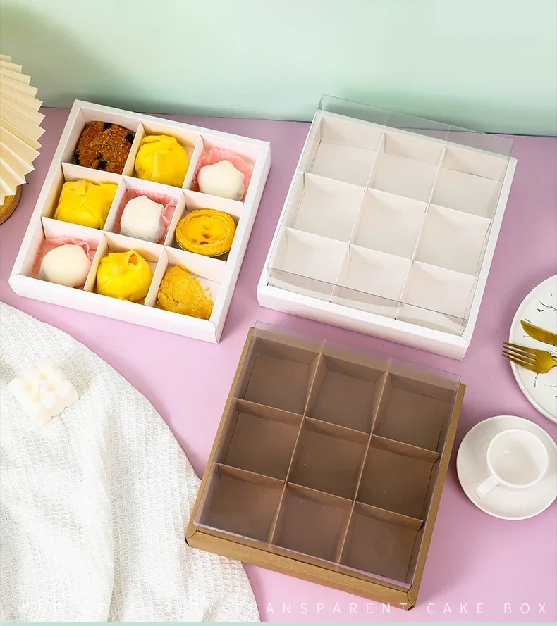 Why 87+ Bakeries Chose This: 10pcs Dessert Grid Boxes with 92% Transparency PET Lids – Foldable 6/9 Holes System Saves $2,400/Year in Freight Costs