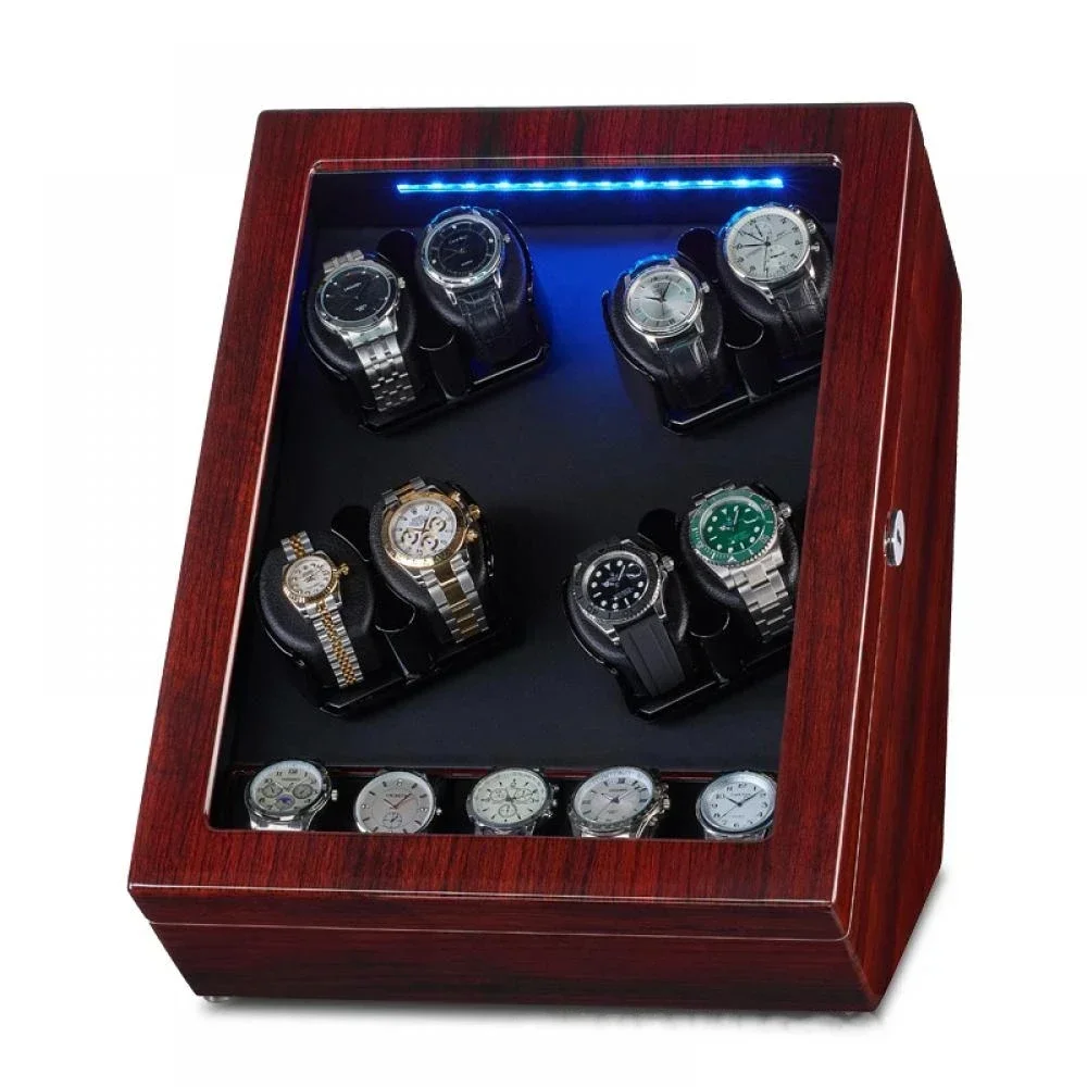 Luxury 8+5 Slot Automatic Watch Winder Box for Mechanical Watches, Rotating Clock Storage Cabinet with Silent Motor, Adjustable Rotation Modes, LED Display, Secure Organizer for Watch Collection 5