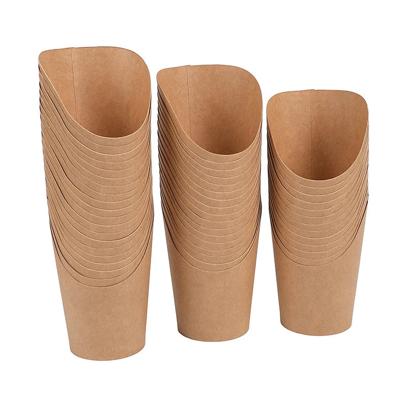 10pcs Disposable Kraft Paper French Fry Holders, Potato Chips Snack Cups, Charcuterie Boxes, Mini Dessert Containers, Party Supplies, Fast Food Takeout Paper Cups for Birthday, Wedding, Catering, Event Use - 图片 4