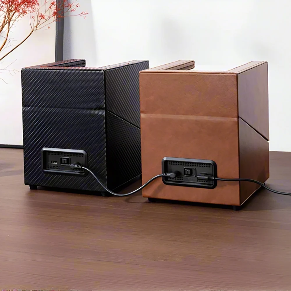 PU Leather Automatic Watch Winder Box, 2-Slot Mechanical Watch Display Organizer, Quiet Motor, Elegant Leatherette Case with Transparent Cover for Men’s & Women’s Watches, Gift Storage 3