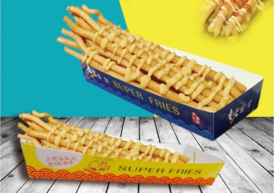 100pcs Extra-Long Kraft Paper French Fry Boxes, Disposable Chips Packaging Containers, Custom Food-Grade Paper Boxes for Takeout, Catering, Parties, and Fast Food - 图片 5