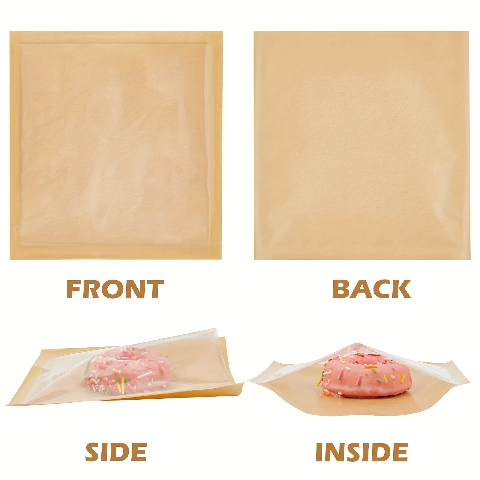 Custom Kraft Bakery Bags with Clear Window & Stickers – 7" Heat-Sealable Treat Pouches 2