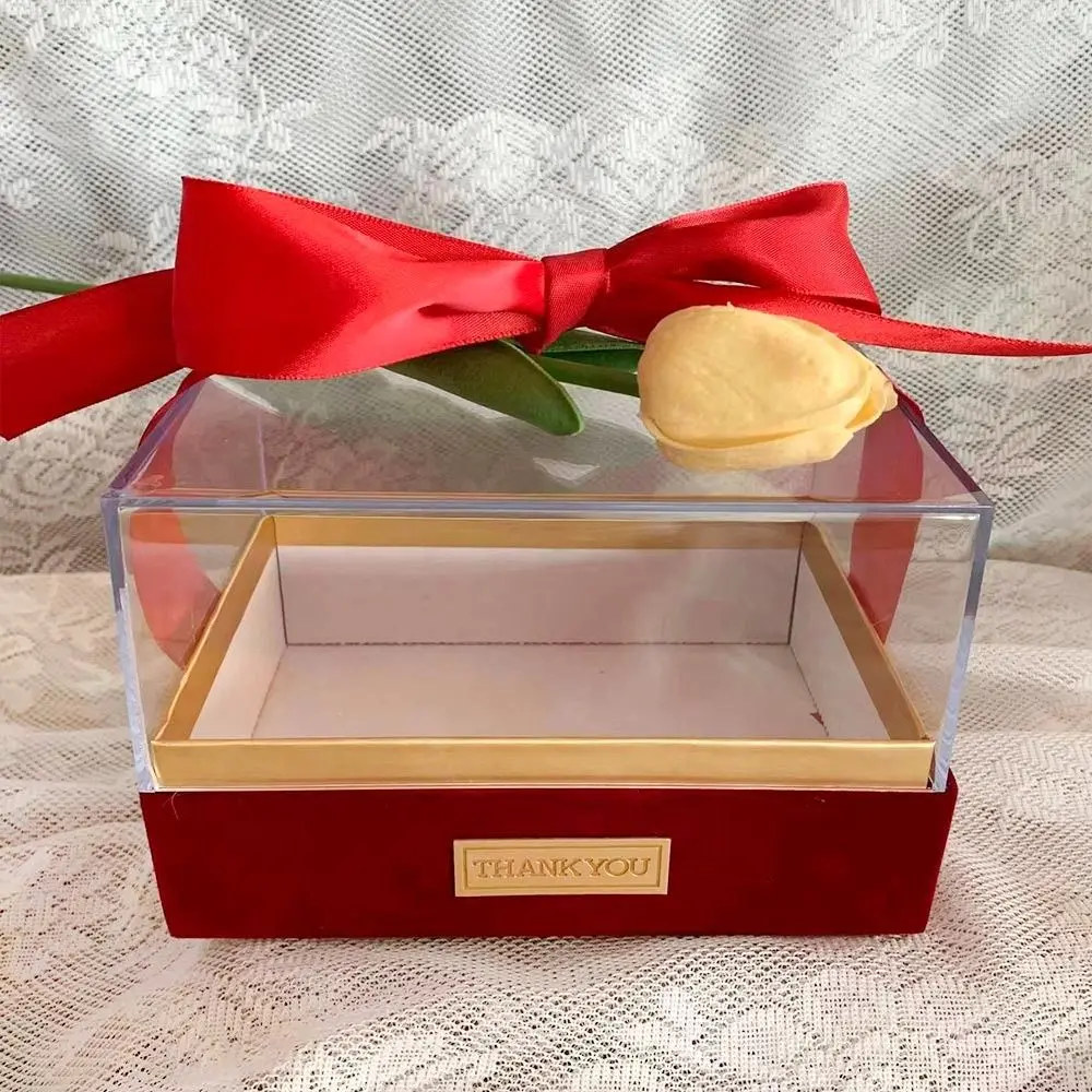 Transparent Wedding Hand Gift Box, Luxury Acrylic Bow Present Container for Valentine's Day, Anniversary, or Special Occasion Gifts, Elegant Light and Stylish Packaging for Weddings and Parties - 图片 7