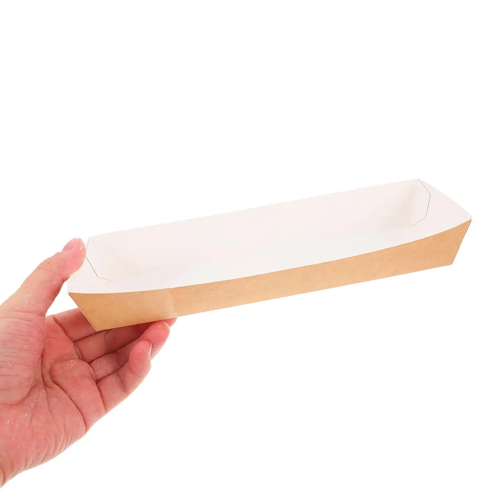 50pcs Disposable Paper Sandwich and Hot Dog Boxes, Kraft Food Boat Trays for Takeout, Picnic, BBQ, Fried Foods, and Party Snacks 12