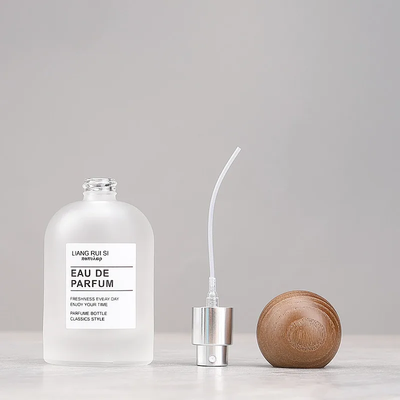 10pcs 30/50ml Frosted Glass Perfume Bottles – Refillable Screw Wooden Lid Atomizer Containers, Fine Mist Spray Dispensers for Fragrance, Essential Oils, Cosmetic Liquids, Travel or DIY Storage - 图片 2