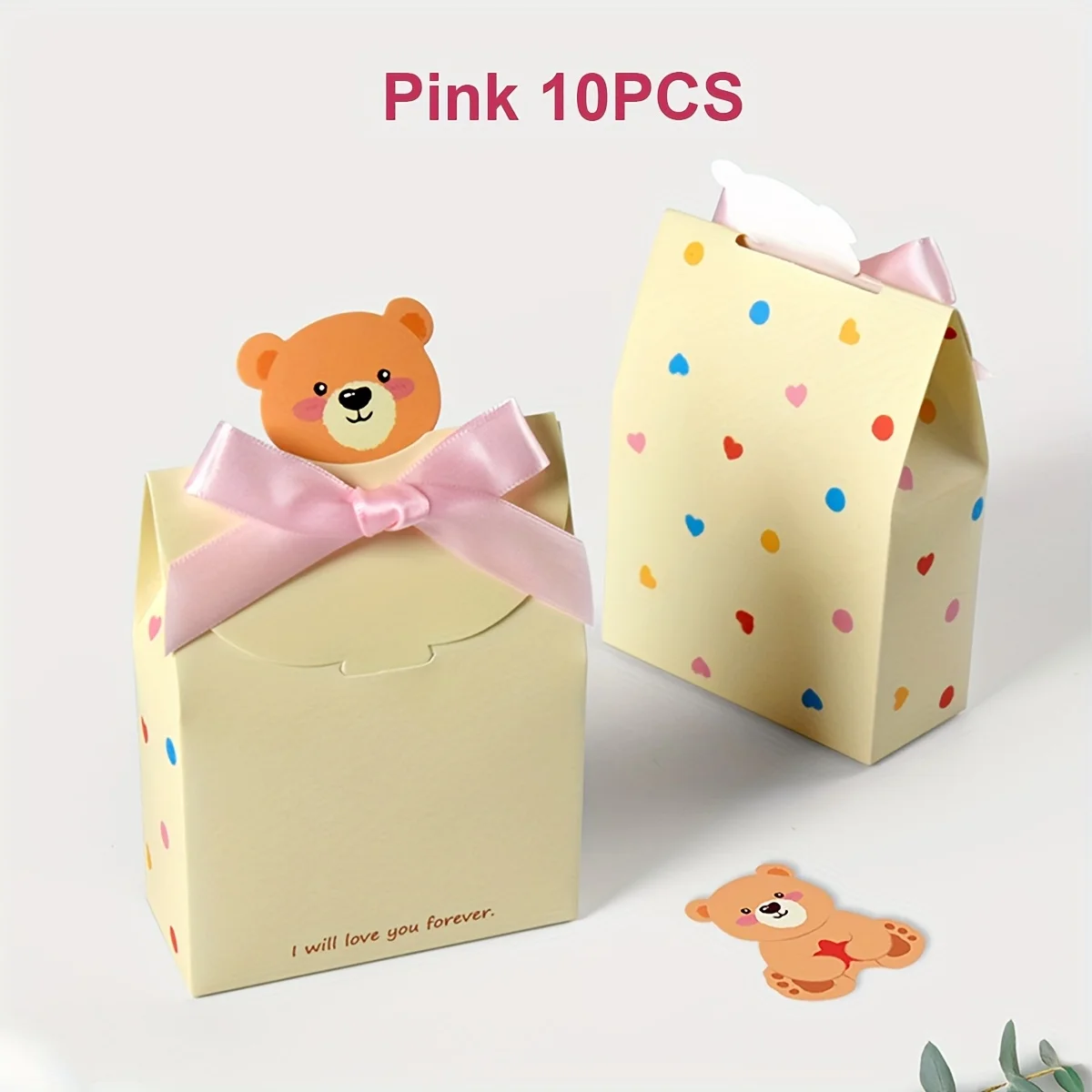 10PCS Cartoon Bear Foldable Square Gift Boxes, Fun and Stylish Packaging for Gender Reveal, Weddings, Birthday Parties, Celebrations, Reusable and Durable Paper Party Favor Boxes, Factory Direct Supply - 图片 7