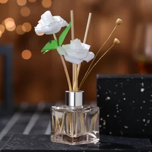 50ml Clear Square Glass Diffuser Bottle for Home & Car Fragrance, Empty Refillable Perfume Dispenser Container for Essential Oils, DIY Reed Diffuser Replacement, Durable Decorative Travel Bottle