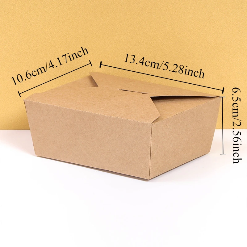 10/20Pcs Kraft Paper Takeaway Boxes, Thickened Disposable Folding Food Containers for Bento, Cake, Grilled Meat, Salad, Pasta, and Snack Packaging, Eco-Friendly Picnic and Restaurant Supplies