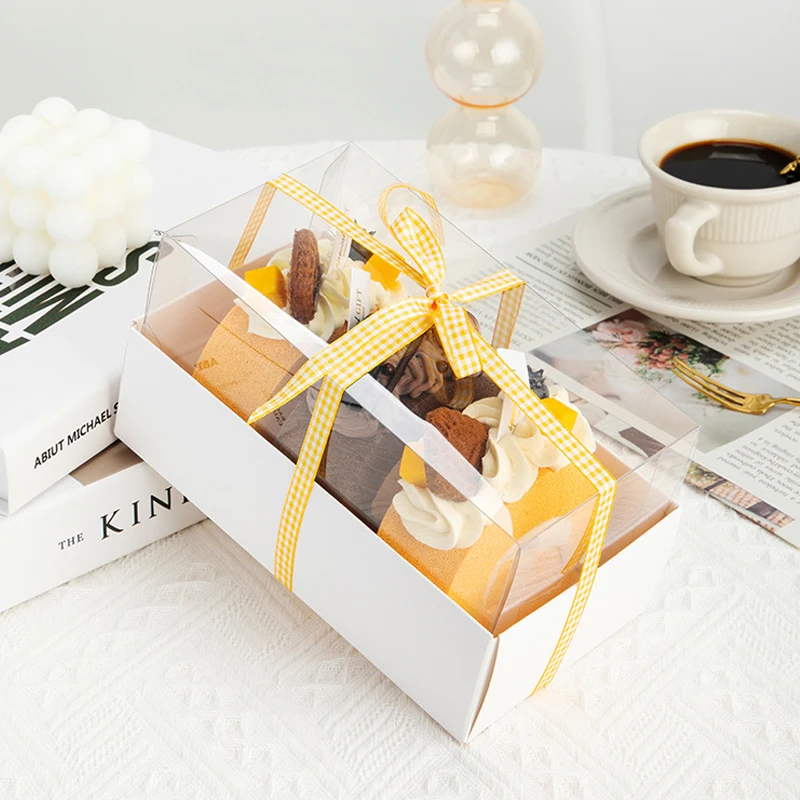 10 Pcs Transparent Plastic Cake Boxes – Macaron, Swiss Roll, and Pastry Packaging Containers, Clear Dessert Gift Boxes for Bakery Takeaway, Kitchen Baking, Weddings, and Party Favors - 图片 4