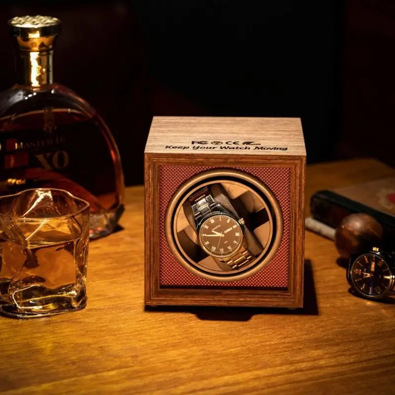 Luxury Automatic Watch Winder – Wooden Retro Organizer with Silent Motor and Anti-Magnetic Design, High-Density Pine & Leather Construction, Multiple Slots with USB Power, LED Light, 5 Rotation Modes - 图片 7