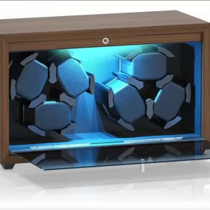 Automatic 6-Slot Watch Winder Box with Blue LED Light, Black Walnut Finish, Soft Memory Foam Pillows, Lid Sensor, Six Rotation Modes, Super Quiet Japanese Motor, PU Interior, AC Adapter Included, Ideal Gift for Luxury Watches