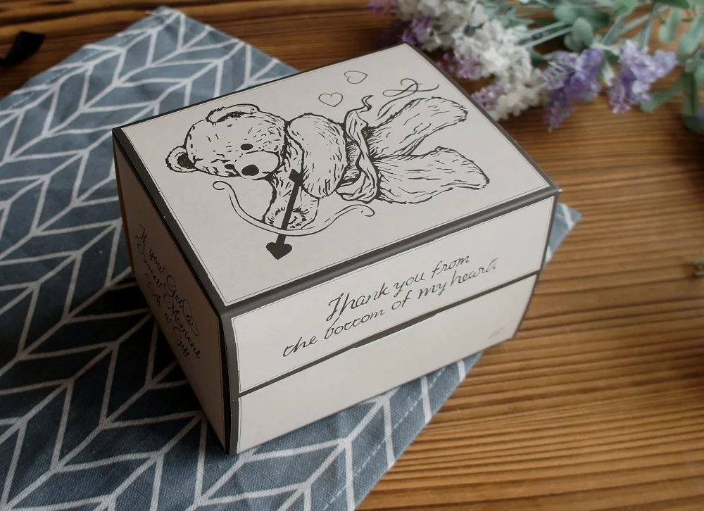 10 Pcs Blue Dog Bear Doll Paper Boxes 15.5×10×12cm for Wedding Birthday Valentine’s Day Chocolate Cookies Candy Macaron Packaging Food Safe Kraft Paper Gift Boxes 27