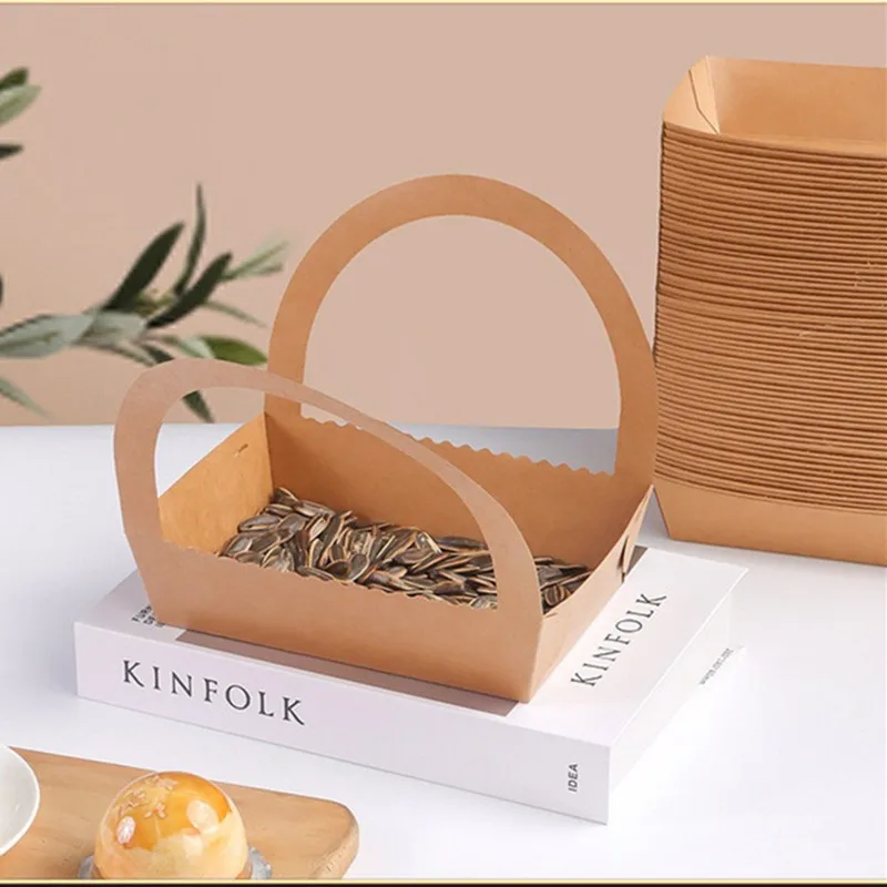 10pcs/lot Disposable Folding Kraft Paper Boat Trays for Picnic, Barbecue, Fried Food, Hot Dogs, Snacks, Portable and Eco-Friendly Food Packaging Boxes - 图片 6