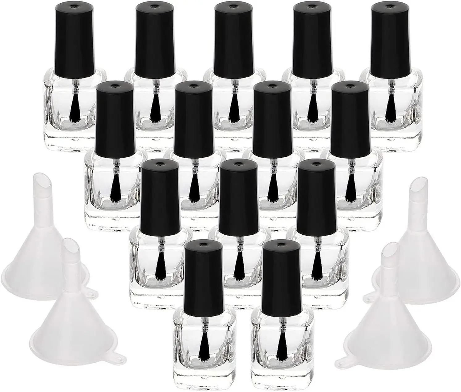 20pcs 5ml Refillable Nail Polish Bottles – Clear Glass Containers with Brush Cap and Funnel, Empty Vials for Nail Art, DIY Polish, Gel, Glitter, and Small Business Packaging Wholesale Supply