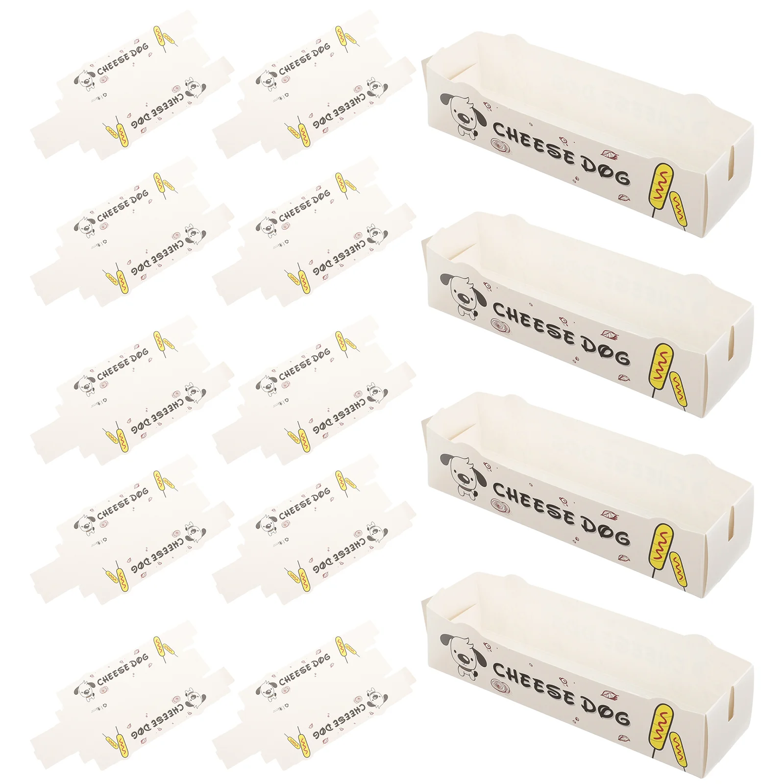 100PCS Hot Dog Paper Boxes Takeaway Disposable Lunch Trays – Kraft Cardboard Containers for Snacks, Sausage, Sandwich, Cookies, Bread, Desserts, Wedding Treats and Party Catering Supplies 2