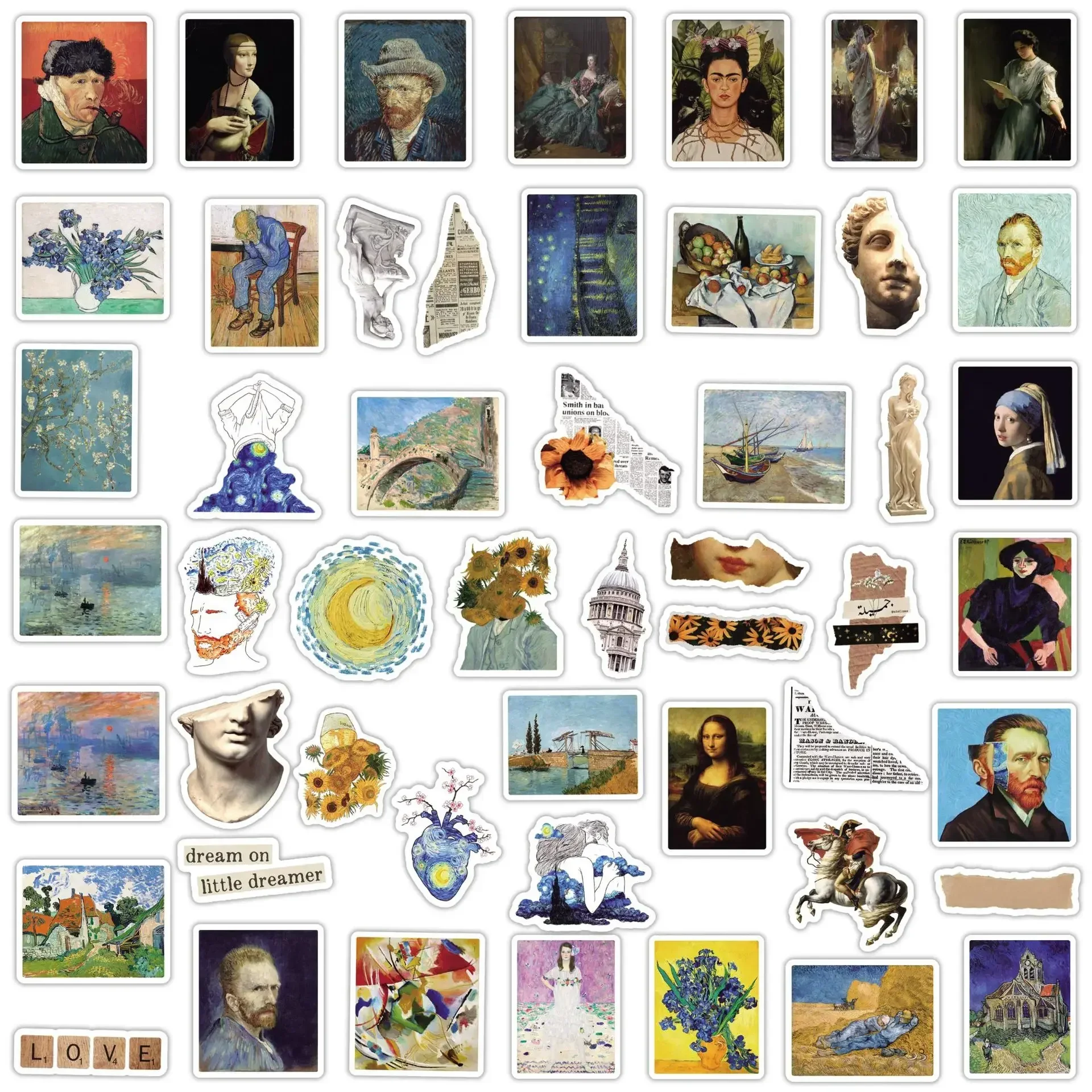 50/100Pcs Van Gogh Oil Painting Aesthetic Stickers Pack — Waterproof DIY Art Decals for Cars, Motorcycles, Laptops, Suitcases, Guitars, Handbags, Children's Crafts, Gift Wrapping and Creative Packaging Projects 2