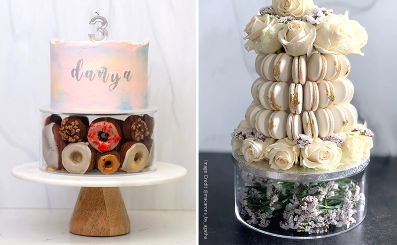 Acrylic Cake Display Board Round Cake Edge Smoother Tray, Clear DIY Refillable Cake Base Stand for Wedding, Birthday, Party, and Dessert Decoration Tools 3