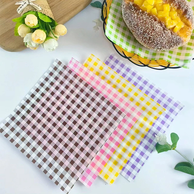 50 Sheets Greaseproof Wax Paper – Multi-Color Oil-Proof Food Wrapping Sheets for Sandwich, Burger, Fries, Bread, Macarons, Pizza, Desserts – Baking & Kitchen Packaging Supplies 50pcs - 图片 2