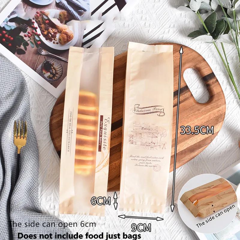 Oil Resistant Kraft Paper Bread Bags 🥖 – 50Pcs with Transparent Window for Baguette Baking, Pastries, Party Favors & Bakery Packaging, Multiple Sizes Available, Food Safe & Eco-Friendly - 图片 12