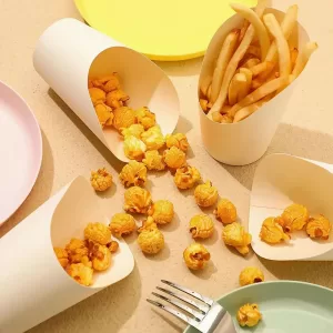 50/100PCS Disposable Kraft Paper French Fry Cups, Potato Chips Holder, Charcuterie Snack Boxes, Birthday Party Supplies, Fast Food Takeout Containers, Catering Paper Cups for Fries, Snacks, Desserts
