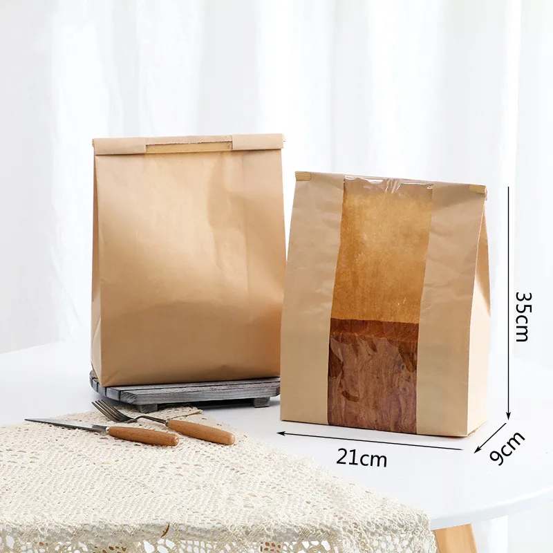 500PCS Kraft Paper Bread Loaf Bags with Clear Window and Tin Tie Closure, Extra Large Brown Bakery Packaging Bags for Coffee, Cookies, Pastries, Granola, Candy, Popcorn, Sandwiches and Gift Treats - 图片 7