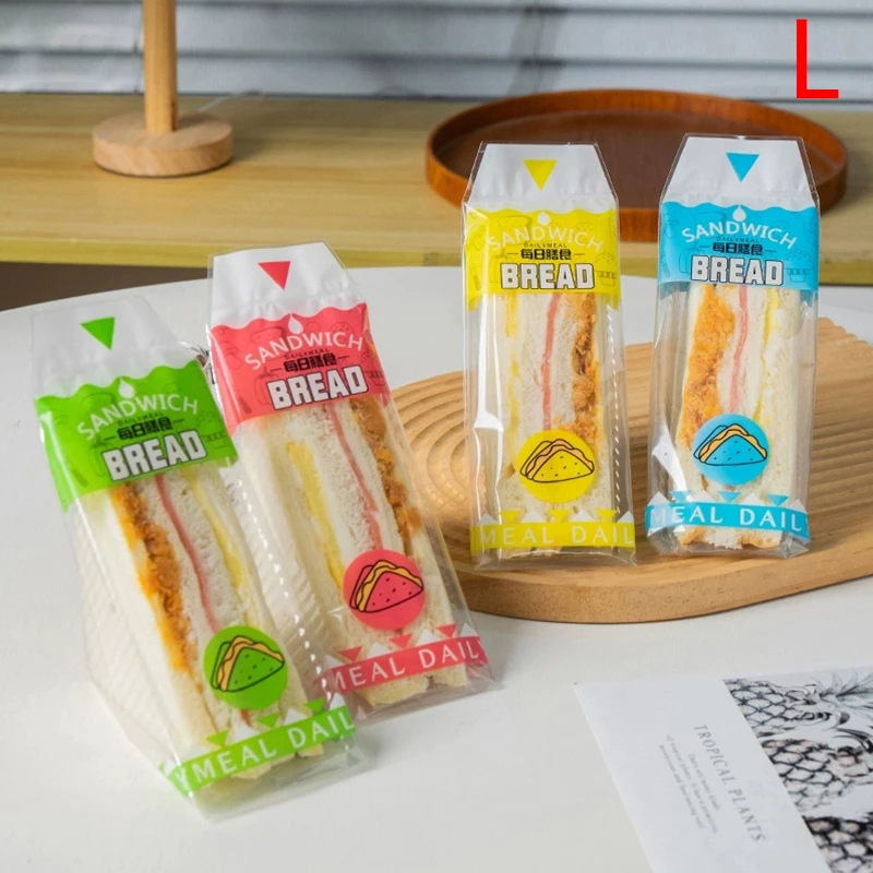 100 Pieces Transparent Anti-Fog Disposable Triangle Sandwich Bags 17.5x23.5cm for Sandwiches, Toast, Burgers, Cake & Bread Packaging, Easy Tear, Food-Safe, Lightweight & Practical for Home & Commercial Use - 图片 12