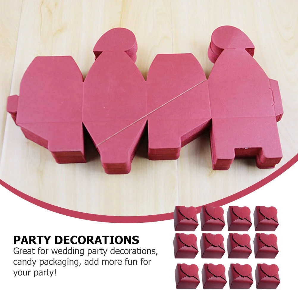 50Pcs Heart Shaped Wedding Candy Boxes, Romantic Pearlescent Paper Gift Packaging Containers, Elegant Party Favor Boxes for Chocolates, Cookies, Biscuits, Bridesmaid or Birthday Decorations