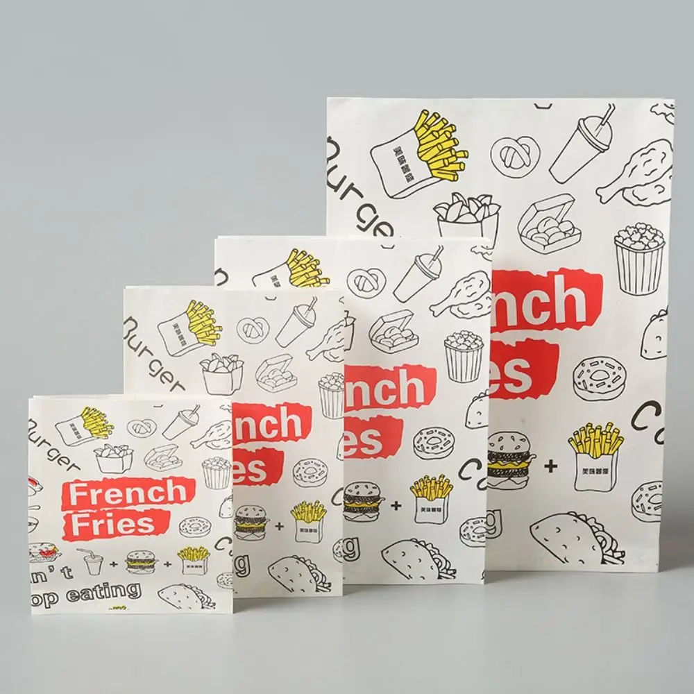 100Pcs Greaseproof Oil-Resistant Paper Bags for Food Packaging, Non-Stick French Fries, Sandwich, Pancake, Burger Wrapping Bags, Oven-Safe Kitchen Tools for Party, Takeout, and Home Use - 图片 2