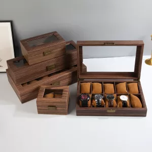 Retro-Inspired PU Leather Watch Storage Box with Imitation Wood Grain, Creative Gift Case for Watches, Sunglasses, and Jewelry, Soft Velvet Interior, Elegant Organizer for Men and Women