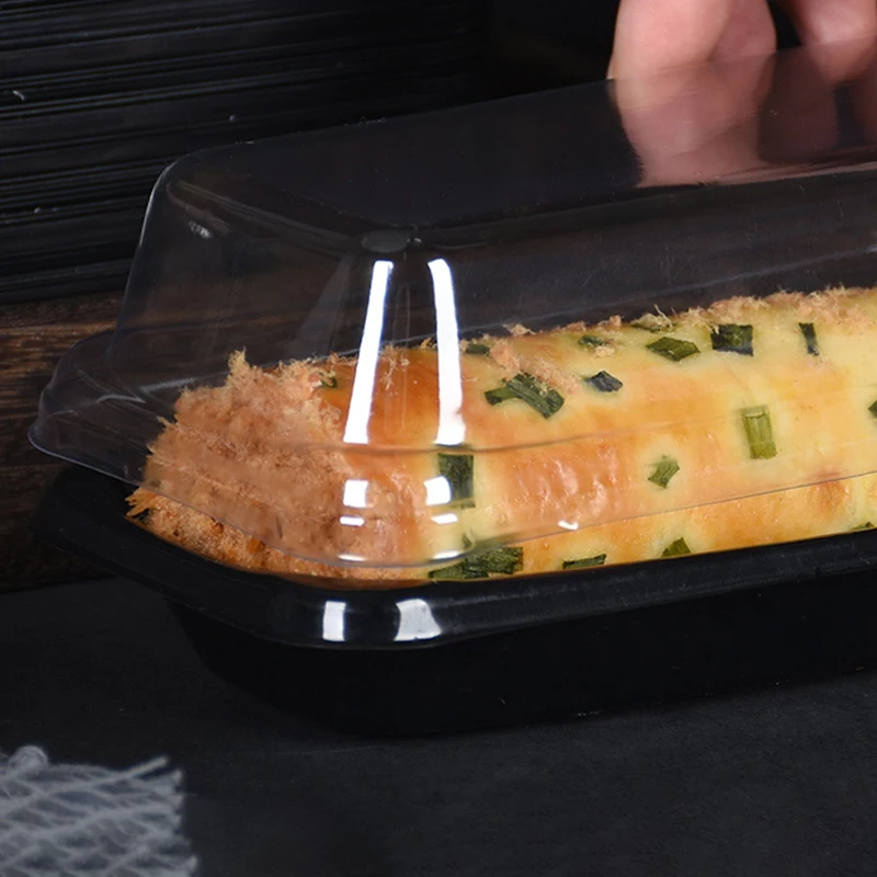 50pcs Plastic Roll Cake Boxes with Clear Lid, Disposable Dessert Containers for Hot Dogs, Sandwiches, Mousse, Bread, Candy, Chocolate – Party, Wedding, and Holiday Storage Holders 7